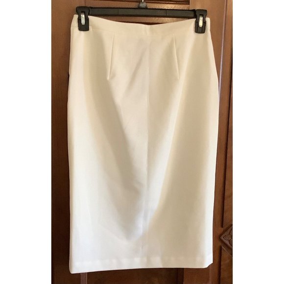 Worthington Womens Size 4 Skirt Ivory Faux Pockets Zippered Front NWT - Picture 2 of 5